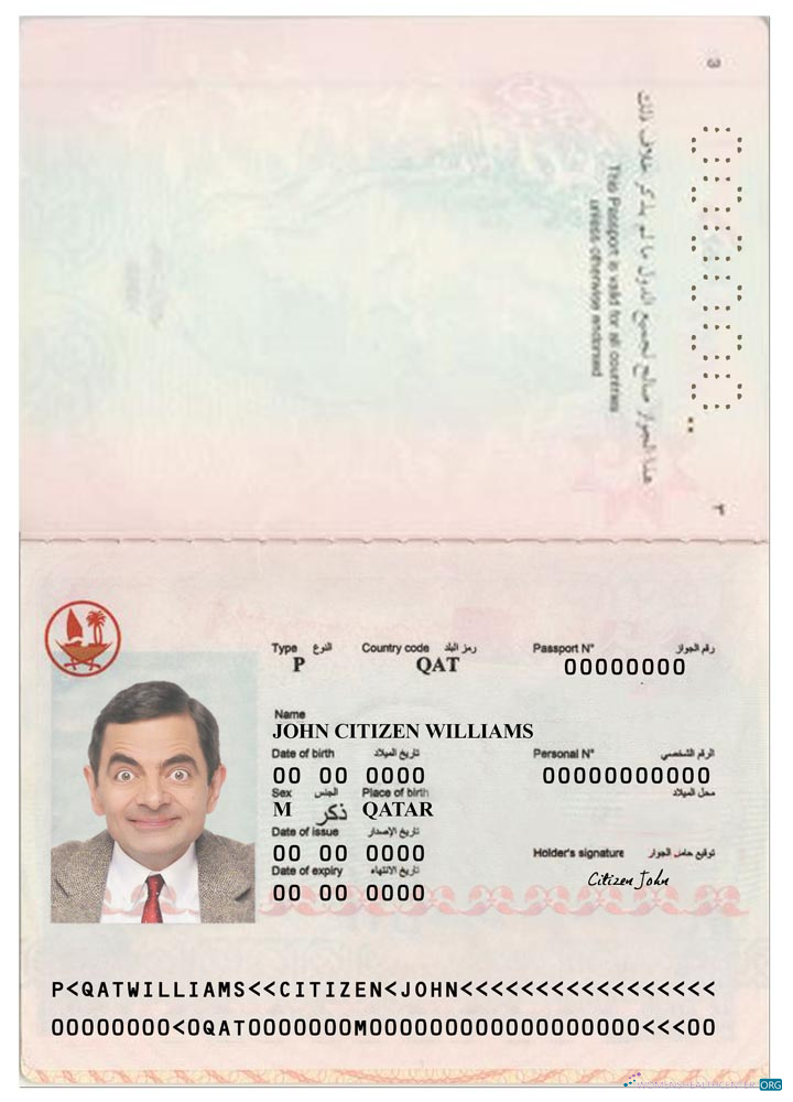 Download Qatar passport Photoshop template